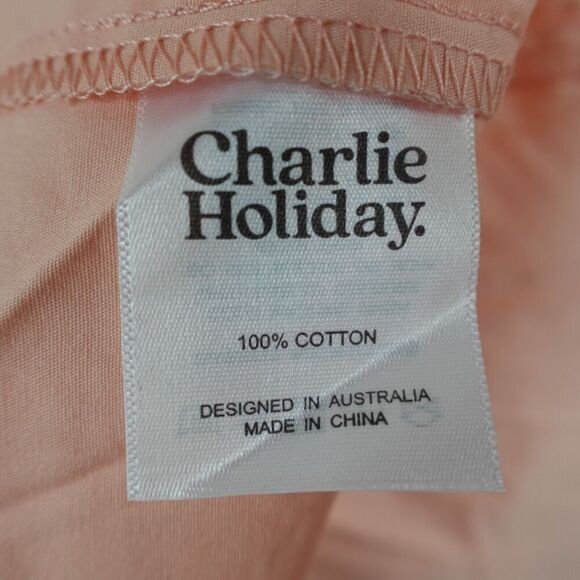 Charlie Holiday Womens Tiered Peach Maxi Dress Size 6 - Picture 8 of 8